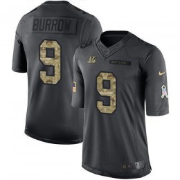 Bengals #9 Joe Burrow Black Men's Stitched NFL Limited 2016 Salute To Service Jersey