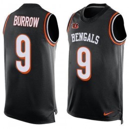 Bengals #9 Joe Burrow Black Team Color Men's Stitched NFL Limited Tank Top Jersey