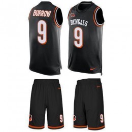 Bengals #9 Joe Burrow Black Team Color Men's Stitched NFL Limited Tank Top Suit Jersey