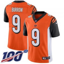Bengals #9 Joe Burrow Orange Alternate Men's Stitched NFL 100th Season Vapor Untouchable Limited Jersey