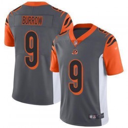 Bengals #9 Joe Burrow Silver Men's Stitched NFL Limited Inverted Legend Jersey