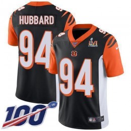 Bengals #94 Sam Hubbard Black Team Color Super Bowl LVI Patch Men's Stitched NFL 100th Season Vapor Limited Jersey