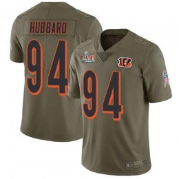 Bengals #94 Sam Hubbard Olive Super Bowl LVI Patch Men's Stitched NFL Limited 2017 Salute To Service Jersey