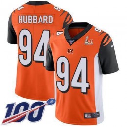Bengals #94 Sam Hubbard Orange Super Bowl LVI Patch Alternate Men's Stitched NFL 100th Season Vapor Limited Jersey
