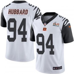 Bengals #94 Sam Hubbard White Super Bowl LVI Patch Men's Stitched NFL Limited Rush Jersey