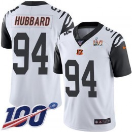 Bengals #94 Sam Hubbard White Super Bowl LVI Patch Men's Stitched NFL Limited Rush 100th Season Jersey