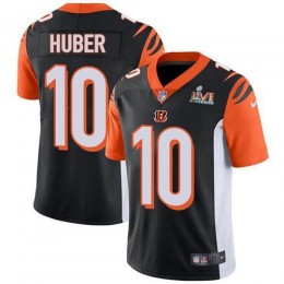 Cincinnati Bengals #10 Kevin Huber Black Team Color Super Bowl LVI Patch Men's Stitched NFL Vapor Untouchable Limited Jersey