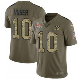 Cincinnati Bengals #10 Kevin Huber Olive/Camo Men's Super Bowl LVI Patch Stitched NFL Limited 2017 Salute To Service Jersey