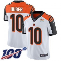 Cincinnati Bengals #10 Kevin Huber White Super Bowl LVI Patch Men's Stitched NFL 100th Season Vapor Limited Jersey