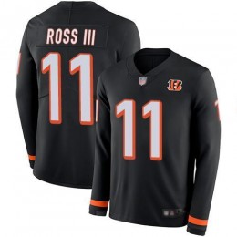 Cincinnati Bengals #11 John Ross III Black Team Color Men's Stitched NFL Limited Therma Long Sleeve Jersey
