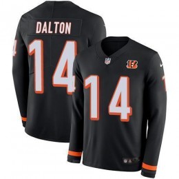 Cincinnati Bengals #14 Andy Dalton Black Team Color Men's Stitched NFL Limited Therma Long Sleeve Jersey