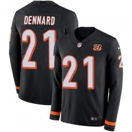 Cincinnati Bengals #21 Darqueze Dennard Black Team Color Men's Stitched NFL Limited Therma Long Sleeve Jersey