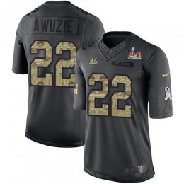 Cincinnati Bengals #22 Chidobe Awuzie Black Super Bowl LVI Patch Men's Stitched NFL Limited 2016 Salute to Service Jersey Men