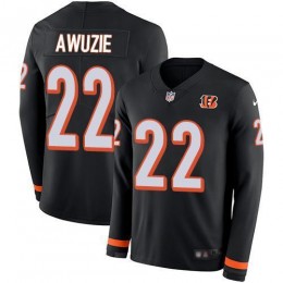 Cincinnati Bengals #22 Chidobe Awuzie Black Team Color Men's Stitched NFL Limited Therma Long Sleeve Jersey Men