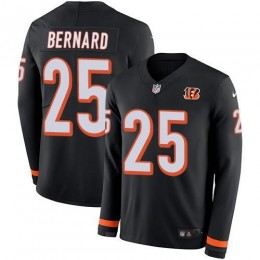 Cincinnati Bengals #25 Giovani Bernard Black Team Color Men's Stitched NFL Limited Therma Long Sleeve Jersey