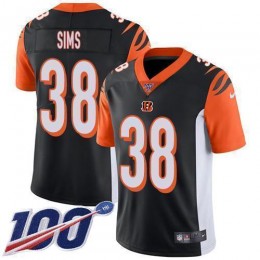 Cincinnati Bengals #38 LeShaun Sims Black Team Color Men's Stitched NFL 100th Season Vapor Untouchable Limited Jersey