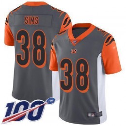 Cincinnati Bengals #38 LeShaun Sims Silver Men's Stitched NFL Limited Inverted Legend 100th Season Jersey