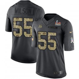 Cincinnati Bengals #55 Logan Wilson Black Team Color Super Bowl LVI Patch Men's Stitched NFL Limited Therma Long Sleeve Jersey