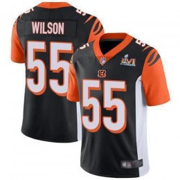 Cincinnati Bengals #55 Logan Wilson Black Team Color Super Bowl LVI Patch Men's Stitched NFL Vapor Untouchable Limited Jersey