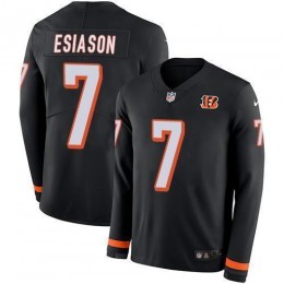 Cincinnati Bengals #7 Boomer Esiason Black Team Color Men's Stitched NFL Limited Therma Long Sleeve Jersey