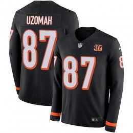 Cincinnati Bengals #87 C.J. Uzomah Black Team Color Men's Stitched NFL Limited Therma Long Sleeve Jersey