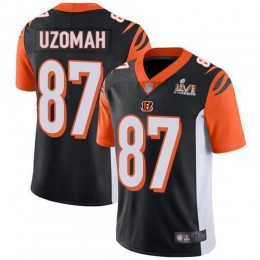Cincinnati Bengals #87 C.J. Uzomah Black Team Color Super Bowl LVI Patch Men's Stitched NFL Vapor Untouchable Limited Jersey