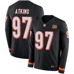 Cincinnati Bengals #97 Geno Atkins Black Team Color Men's Stitched NFL Limited Therma Long Sleeve Jersey