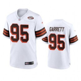 Men's Browns #95 Myles Garrett 1946 Collection Alternate Game Limited NFL Jersey – White