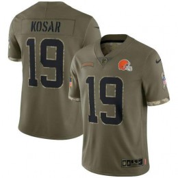 Cleveland Browns #19 Bernie Kosar Men's 2022 Salute To Service Limited Jersey – Olive
