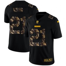 Cleveland Browns #21 Denzel Ward Men's Black Flocked Lightning Vapor Limited NFL Jersey