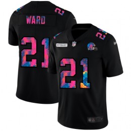 Cleveland Browns #21 Denzel Ward Men's Multi-Color Black 2020 NFL Crucial Catch Vapor Untouchable Limited Jersey