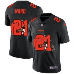 Cleveland Browns #21 Denzel Ward Men's Team Logo Dual Overlap Limited NFL Jersey Black