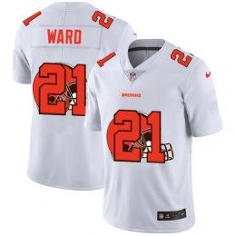 Cleveland Browns #21 Denzel Ward White Men's Team Logo Dual Overlap Limited NFL Jersey