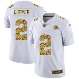 Cleveland Browns #2 Amari Cooper Men's Flocked Leopard Print Vapor Limited NFL Jersey White