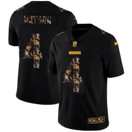 Cleveland Browns #4 Deshaun Watson Men's Black Flocked Lightning Vapor Limited NFL Jersey