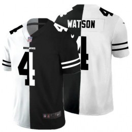 Cleveland Browns #4 Deshaun Watson Men's Black V White Peace Split Vapor Untouchable Limited NFL Jersey