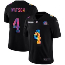 Cleveland Browns #4 Deshaun Watson Men's Multi-Color Black 2020 NFL Crucial Catch Vapor Untouchable Limited Jersey
