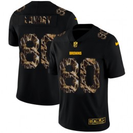 Cleveland Browns #80 Jarvis Landry Men's Black Flocked Lightning Vapor Limited NFL Jersey