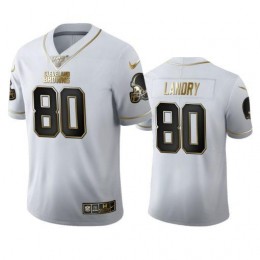 Cleveland Browns #80 Jarvis Landry Men's White Golden Edition Vapor Limited NFL 100 Jersey