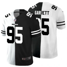Cleveland Browns #95 Myles Garrett Men's Black V White Peace Split Vapor Untouchable Limited NFL Jersey