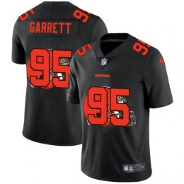 Cleveland Browns #95 Myles Garrett Men's Team Logo Dual Overlap Limited NFL Jersey Black