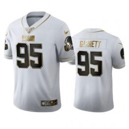 Cleveland Browns #95 Myles Garrett Men's White Golden Edition Vapor Limited NFL 100 Jersey