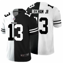 Cleveland Cleveland Browns #13 Odell Beckham Jr. Men's Black V White Peace Split Vapor Untouchable Limited NFL Jersey