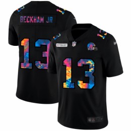 Cleveland Cleveland Browns #13 Odell Beckham Jr. Men's Multi-Color Black 2020 NFL Crucial Catch Vapor Untouchable Limited Jersey