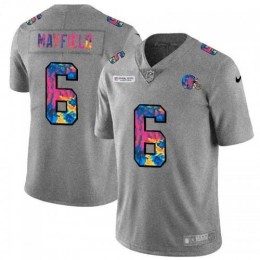 Cleveland Cleveland Browns #6 Baker Mayfield Men's Multi-Color 2020 NFL Crucial Catch NFL Jersey Greyheather Men's