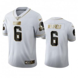 Cleveland Cleveland Browns #6 Baker Mayfield Men's White Golden Edition Vapor Limited NFL 100 Jersey