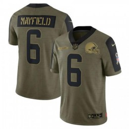 Cleveland Cleveland Browns #6 Baker Mayfield Olive 2021 Salute To Service Limited Player Jersey