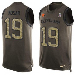 Browns #19 Bernie Kosar Green Men's Stitched NFL Limited Salute To Service Tank Top Jersey