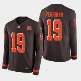 Browns #19 Breshad Perriman Brown Team Color Men's Stitched NFL Limited Therma Long Sleeve Jersey
