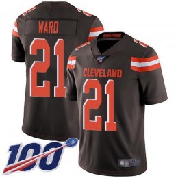 Browns #21 Denzel Ward Brown Team Color Men's Stitched NFL 100th Season Vapor Limited Jersey